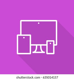 computer, mobile phone, tablet line vector icon