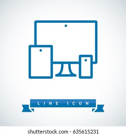 computer, mobile phone, tablet line vector icon