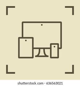 computer, mobile phone, tablet line vector icon