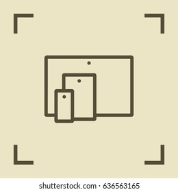 computer, mobile phone tablet line vector icon