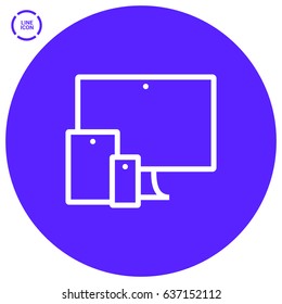 computer, mobile phone, tablet line vector icon