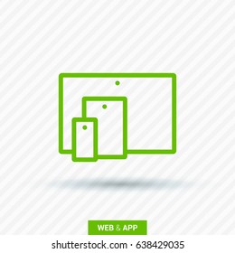 computer, mobile phone tablet line vector icon