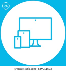 computer, mobile phone, tablet line vector icon
