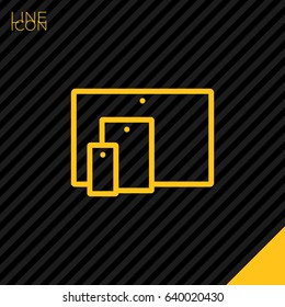 computer, mobile phone tablet line vector icon