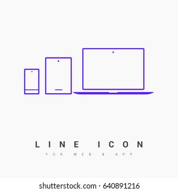 computer, mobile phone, tablet, line vector icon