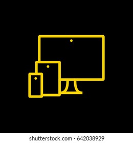 computer, mobile phone, tablet line vector icon