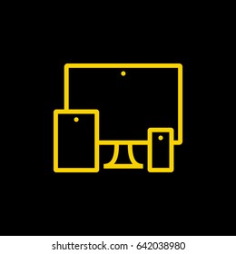 computer, mobile phone, tablet line vector icon