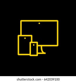 computer, mobile phone, tablet line vector icon