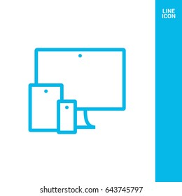 computer, mobile phone, tablet line vector icon