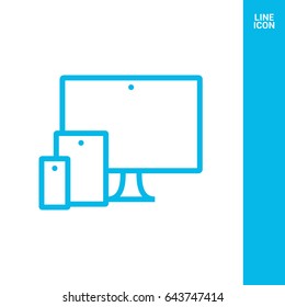 computer, mobile phone, tablet line vector icon