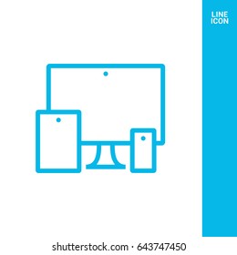 computer, mobile phone, tablet line vector icon