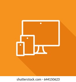 computer, mobile phone, tablet line vector icon
