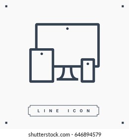 computer, mobile phone, tablet line vector icon
