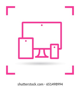 computer, mobile phone, tablet line vector icon