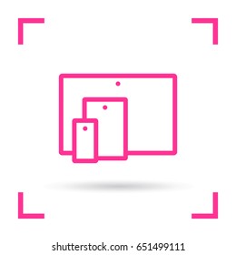 computer, mobile phone tablet line vector icon