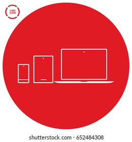 computer, mobile phone, tablet, line vector icon