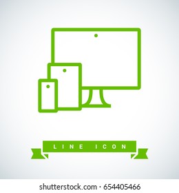 computer, mobile phone, tablet line vector icon