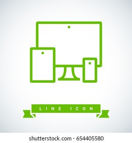 computer, mobile phone, tablet line vector icon