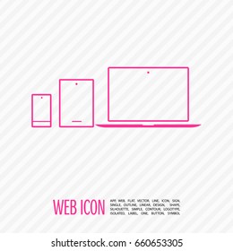 computer, mobile phone, tablet, line vector icon