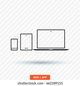 computer, mobile phone, tablet, line vector icon