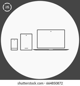 computer, mobile phone, tablet, line vector icon