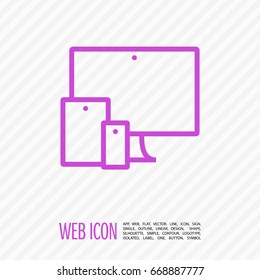 computer, mobile phone, tablet line vector icon
