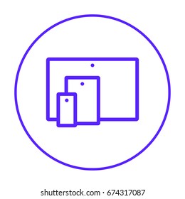 computer, mobile phone tablet line vector icon