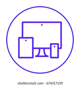 computer, mobile phone, tablet line vector icon