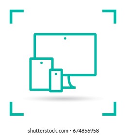 computer, mobile phone, tablet line vector icon