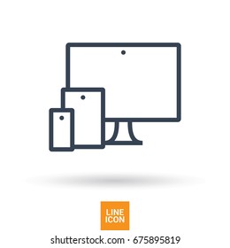 computer, mobile phone, tablet line vector icon