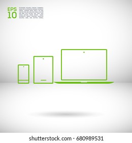 computer, mobile phone, tablet, line vector icon