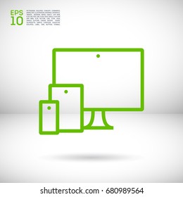computer, mobile phone, tablet line vector icon