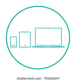 computer, mobile phone, tablet, line vector icon
