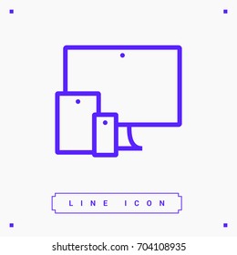 computer, mobile phone, tablet line vector icon