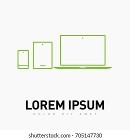 computer, mobile phone, tablet, line vector icon