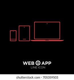 computer, mobile phone, tablet, line vector icon