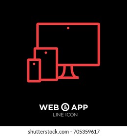 computer, mobile phone, tablet line vector icon