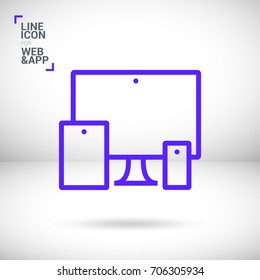 computer, mobile phone, tablet line vector icon