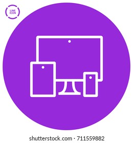 computer, mobile phone, tablet line vector icon