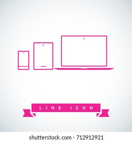 computer, mobile phone, tablet, line vector icon
