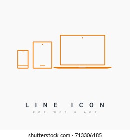 computer, mobile phone, tablet, line vector icon