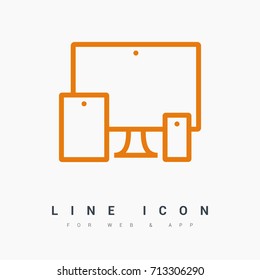 computer, mobile phone, tablet line vector icon