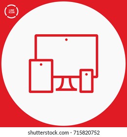 computer, mobile phone tablet line vector icon