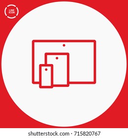 computer, mobile phone tablet line vector icon