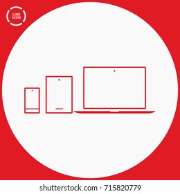 computer, mobile phone, tablet, line vector icon