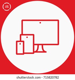computer, mobile phone, tablet line vector icon