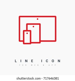 computer, mobile phone tablet line vector icon
