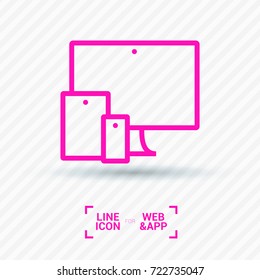 computer, mobile phone, tablet line vector icon