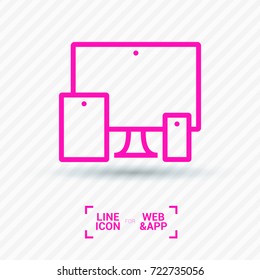 computer, mobile phone, tablet line vector icon