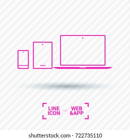 computer, mobile phone, tablet, line vector icon